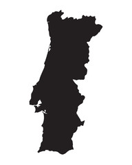 black map of Portugal
