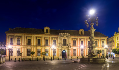Fototapeta na wymiar Archbishop's Palace of Seville in night