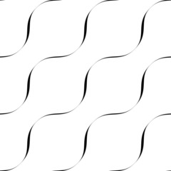 Black and white seamless pattern wave line style.