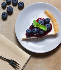 piece of blueberry cheesecake on plate