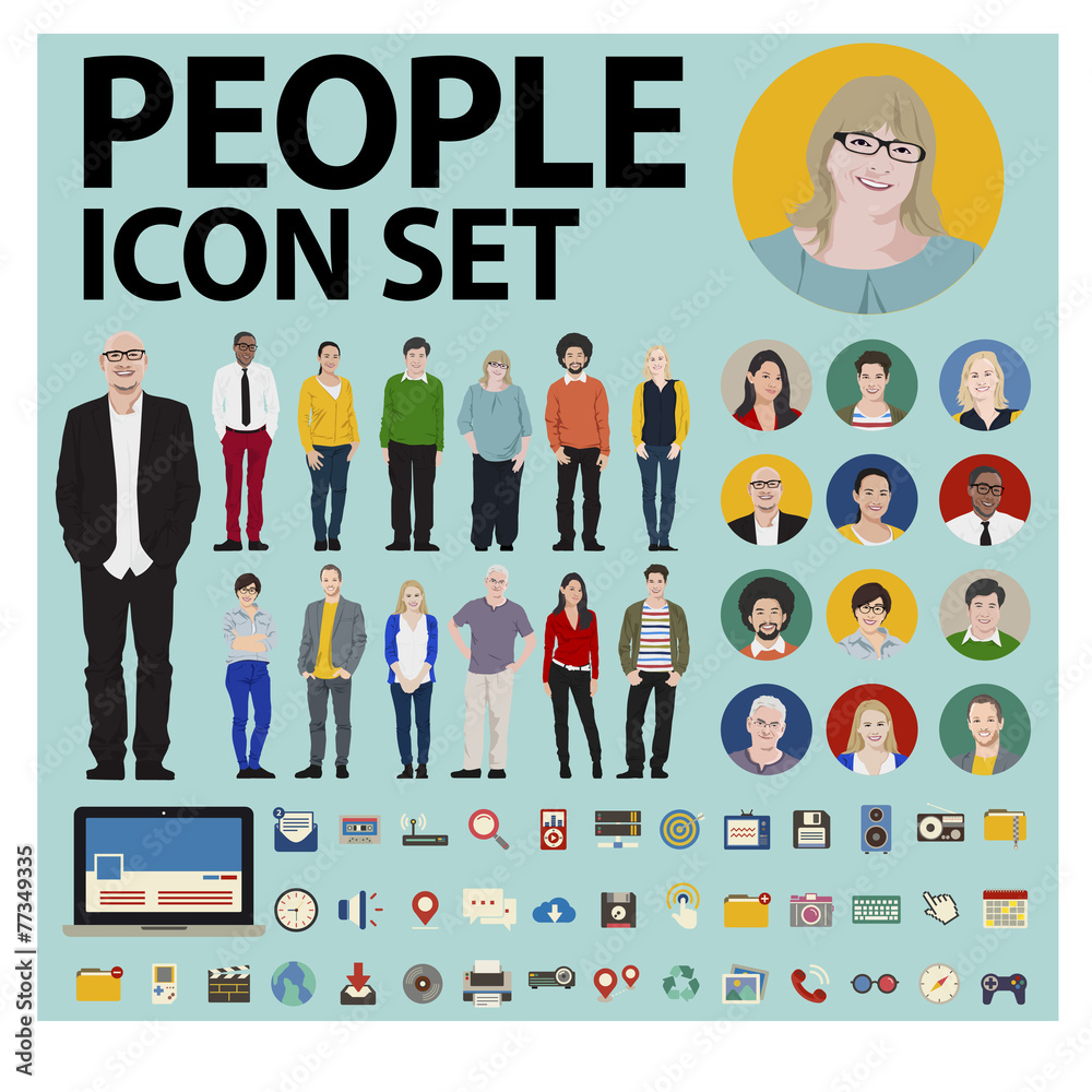 Sticker people icon set social media vector concept - Stickers