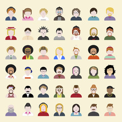 People Diversity Portrait Characters Avatar Vector Concept