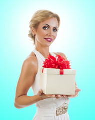 Young happy woman with a gift