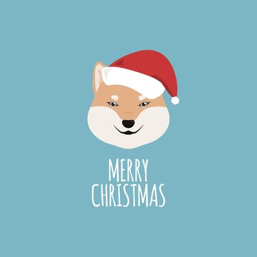 Merry Christmas Card, Shiba Inu