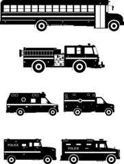 Set of different special cars. Vector illustration