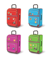 Travel bag. Vector illustration set