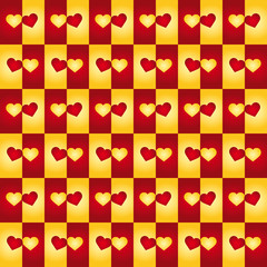 Sfondo con cuori rossi e gialli