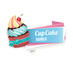 Cupcake vector banner