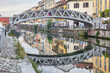 Fototapeta premium Bridge across the Naviglio Grande canal