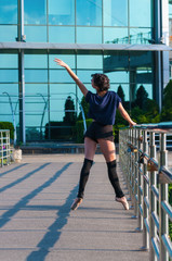 Ballerina dancing in casual clothes standing on tiptoes © bychykhin