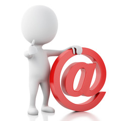3d white people with email symbol. Isolated white