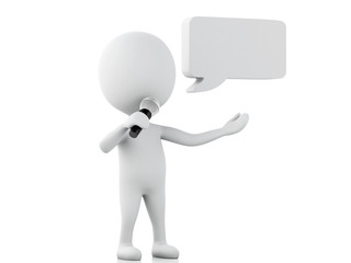 3d white people with a blank speech bubble. Communication concep