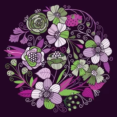 Foto op Plexiglas Round floral pattern. Vector background © tets