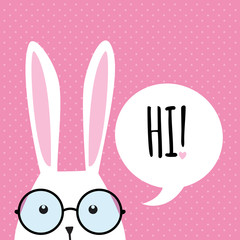 Greeting card with funny bunny. Easter Bunny Ears. - 77358338