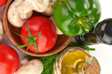 Fresh vegetables and mushrooms