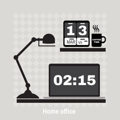 Illustration of modern office workspace. Flat minimalistic style