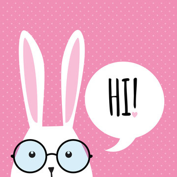 Greeting card with funny bunny. Easter Bunny Ears.