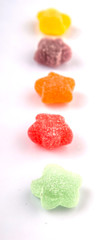 Colorful sugar jelly candy over white background