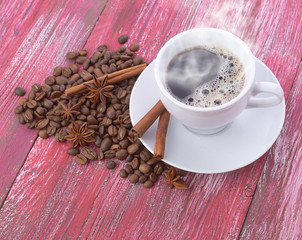 coffee cup with space on the wooden table