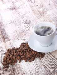 coffee cup with space on the wooden table
