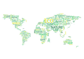 World map Eco Font vector set seamless pattern