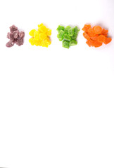 Colorful sugar jelly candy over white background