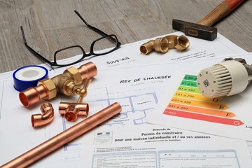 installation de chauffage avec plans notice et outils