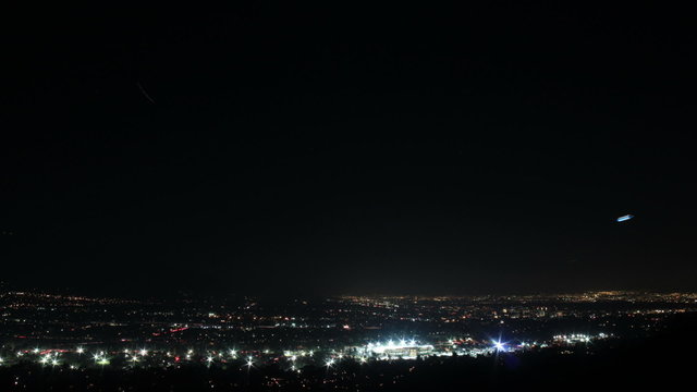 Wide angle view of the 2015 College Rose Bowl at night