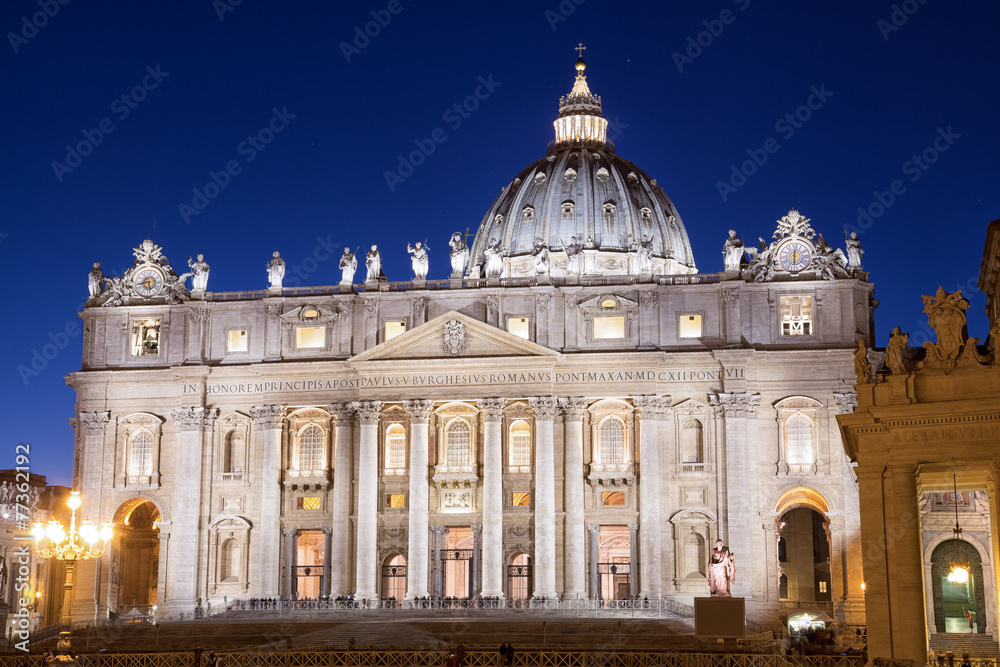 Wall mural St. Peter’s Basilica at Christmas in Rome, Italy