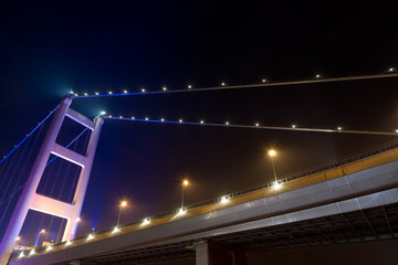 Fototapeta premium Night scene of Tsing Ma Bridge