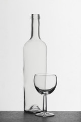 Empty bottle and glass