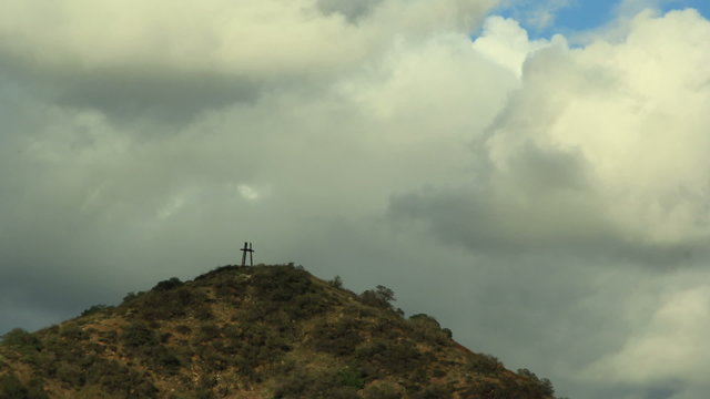 Religous Christian symbol on top of hill