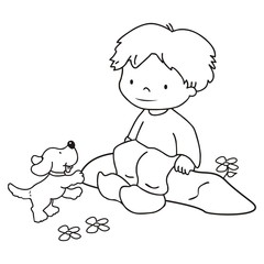boy and dog,coloring