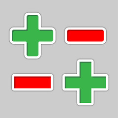 plus and minus in green and red colour