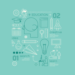 Flat linear Infographic Education Outline Technology Charts .