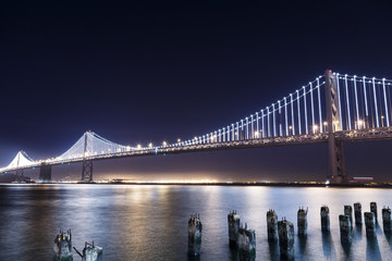 Fototapeta premium SF-Oakland Bay Bridge at Night