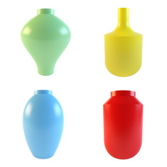 Colored vases isolated on a white background