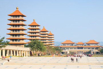 Sunset at Fo Guang Shan buddist temple of Kaohsiung, Taiwan