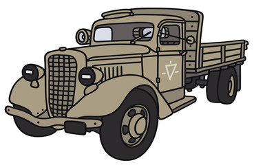 Hand drawing of an old military truck - not a real model
