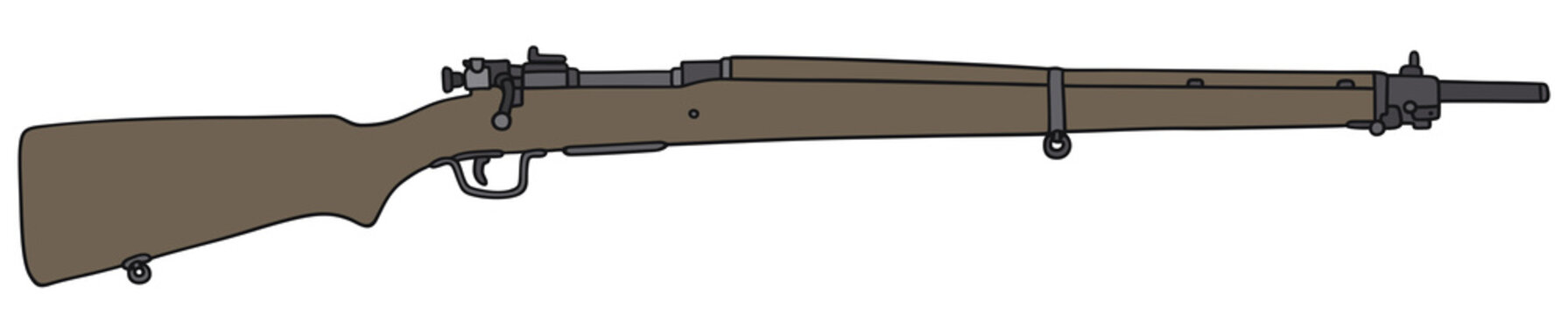 Hand drawing of an old military rifle