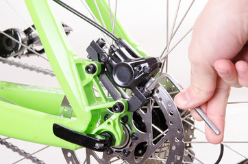 Fototapeta premium bicycle repair, Set the brake