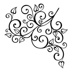 Beautiful Decorative Branch with Flowers (Vector), Patterned des