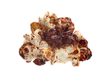 Brown popcorn on white