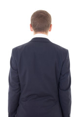 back view of business man isolated on white