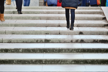 Pedestrians in stairs