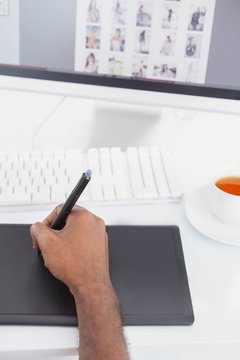 Designer using digitizer and computer