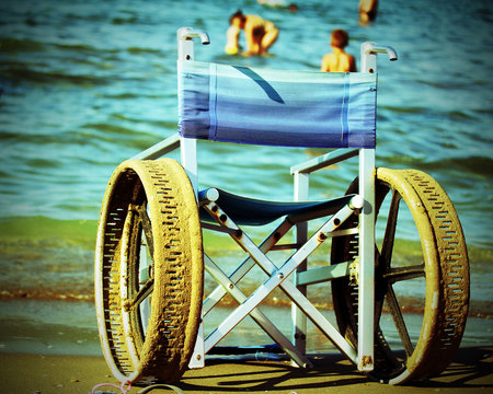 wheelchair with perforated wheels