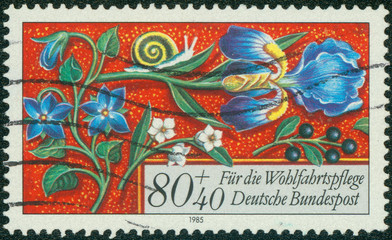 Obraz premium stamp printed in Germany, shows flowers