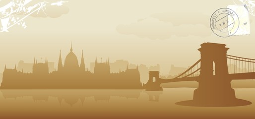 Naklejka premium budapest skyline vector illustration