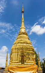Fototapeta premium Golden pagoda with beauty sky in Thailand